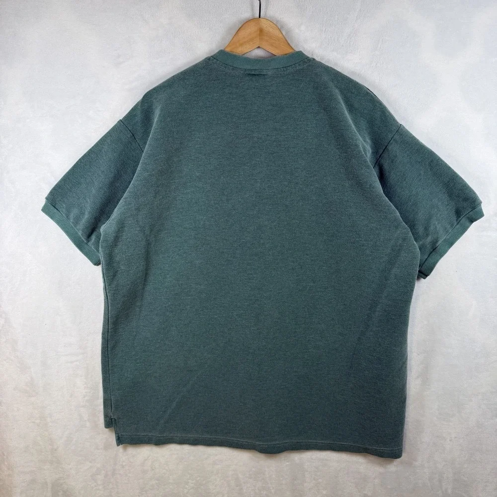 Vintage Gramicci Henley Shirt Green Mens XL Made in USA Cotton T-Shirt Relaxed